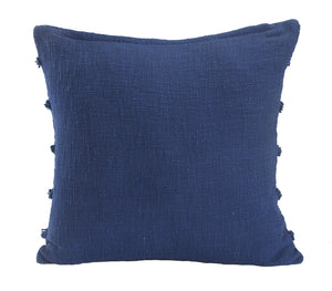 Homeroots Set Of Two Navy Blue Ribbed Cotton Throw Pillow With Fringe Blue  554610