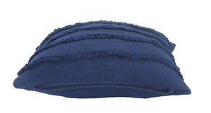 Homeroots Set Of Two Navy Blue Ribbed Cotton Throw Pillow With Fringe Blue  554610