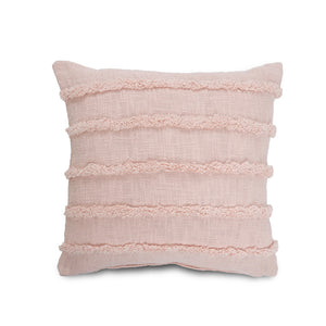 Homeroots Set Of Two Pink Ribbed Cotton Throw Pillows With Fringe Pink  554612
