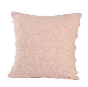Homeroots Set Of Two Pink Ribbed Cotton Throw Pillows With Fringe Pink  554612