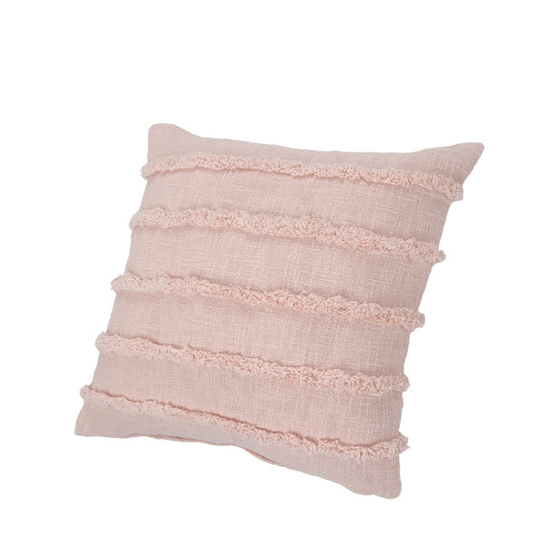 Homeroots Set Of Two Pink Ribbed Cotton Throw Pillows With Fringe Pink  554612