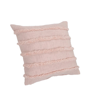 Homeroots Set Of Two Pink Ribbed Cotton Throw Pillows With Fringe Pink  554612