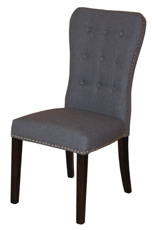 HomeRoots Set of Two Elegant Gray Tufted Fabric Side Chairs with Mango Wood Frame for Versatile Seating 554614