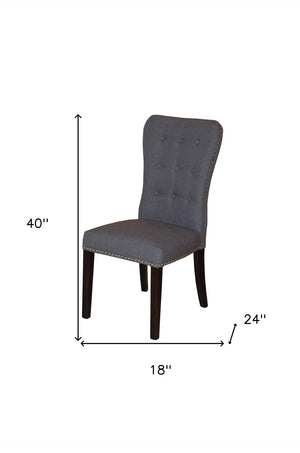 HomeRoots Set of Two Elegant Gray Tufted Fabric Side Chairs with Mango Wood Frame for Versatile Seating 554614