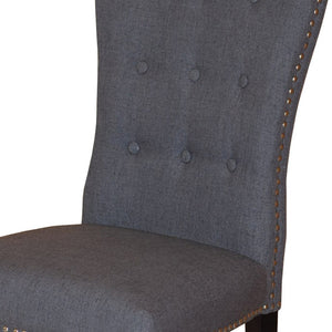 HomeRoots Set of Two Elegant Gray Tufted Fabric Side Chairs with Mango Wood Frame for Versatile Seating 554614