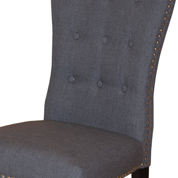 HomeRoots Set of Two Elegant Gray Tufted Fabric Side Chairs with Mango Wood Frame for Versatile Seating 554614