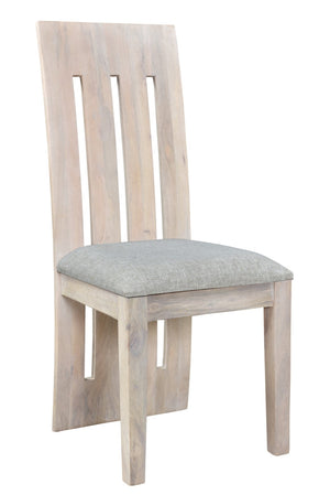 HomeRoots Set of Two Gray & Natural Fabric Side Chairs - Modern Rustic Design with Solid Wood Frame & Comfort 554615