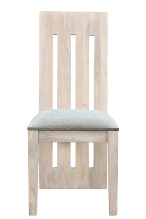 HomeRoots Set of Two Gray & Natural Fabric Side Chairs - Modern Rustic Design with Solid Wood Frame & Comfort 554615
