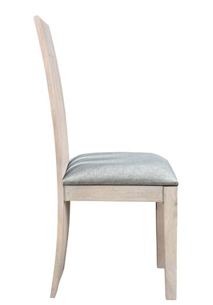 HomeRoots Set of Two Gray & Natural Fabric Side Chairs - Modern Rustic Design with Solid Wood Frame & Comfort 554615