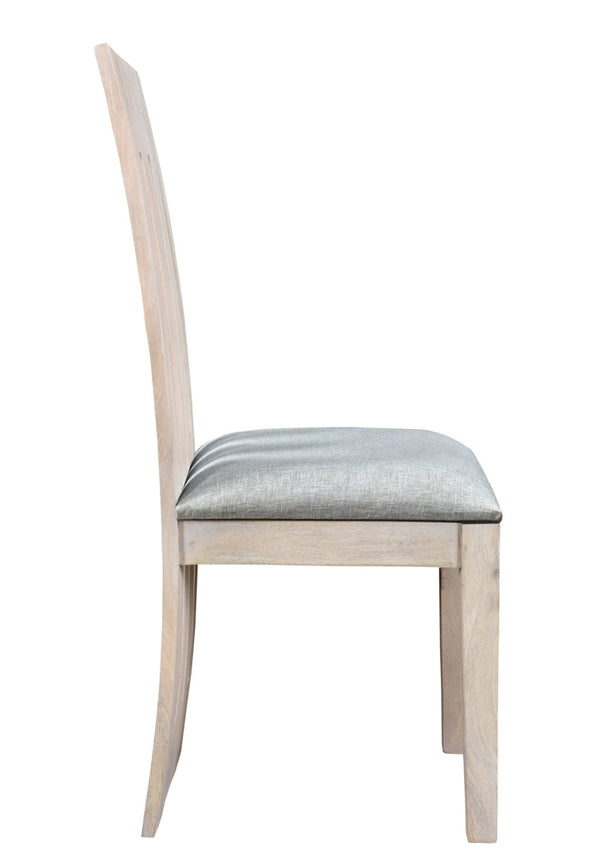 HomeRoots Set of Two Gray & Natural Fabric Side Chairs - Modern Rustic Design with Solid Wood Frame & Comfort 554615