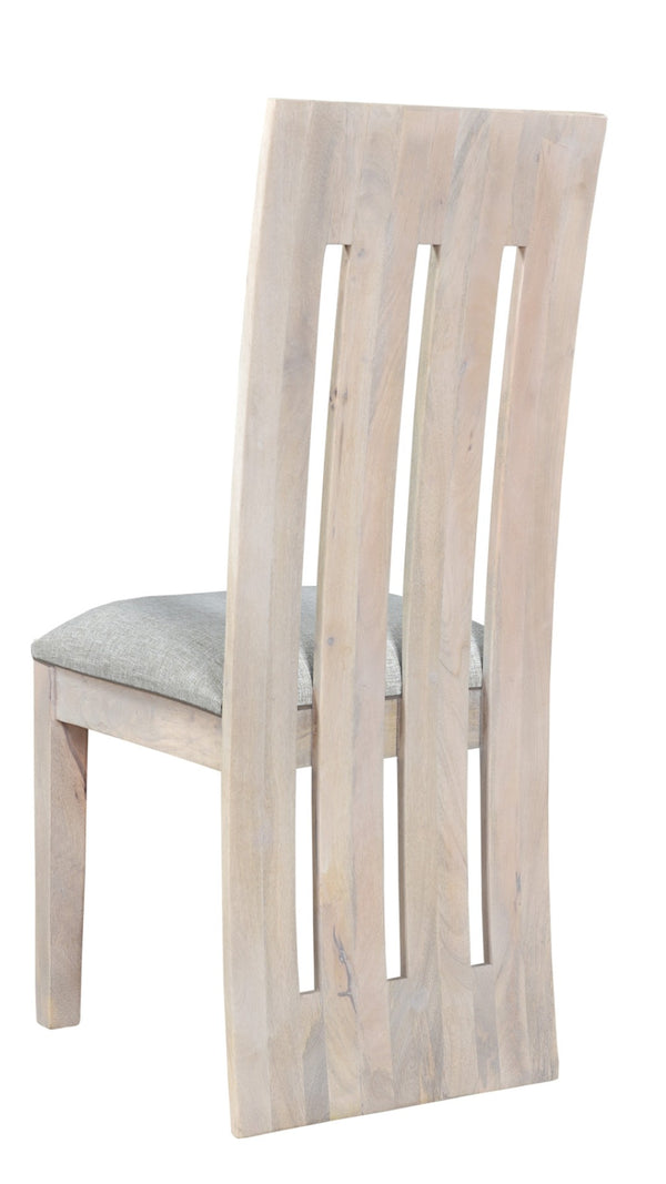 HomeRoots Set of Two Gray & Natural Fabric Side Chairs - Modern Rustic Design with Solid Wood Frame & Comfort 554615