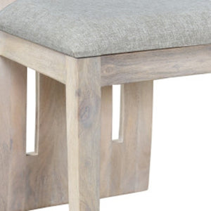 HomeRoots Set of Two Gray & Natural Fabric Side Chairs - Modern Rustic Design with Solid Wood Frame & Comfort 554615