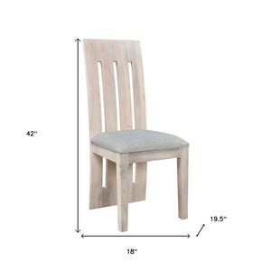 HomeRoots Set of Two Gray & Natural Fabric Side Chairs - Modern Rustic Design with Solid Wood Frame & Comfort 554615
