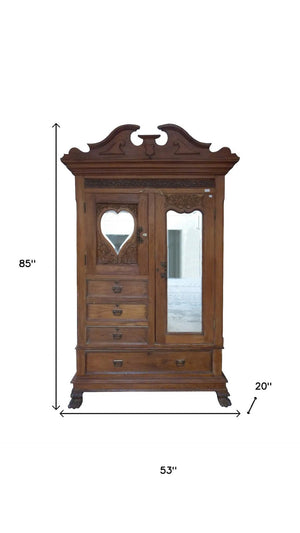 HomeRoots 53" Brown China Cabinet – Elegant Solid Wood with 4 Drawers & Shelves for Versatile Storage Solutions 554619