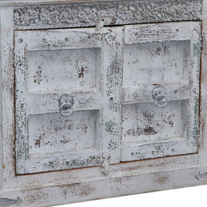 HomeRoots 44" White Distressed Solid Wood Sideboard - Rustic Charm with Ample Storage for Any Room 554633