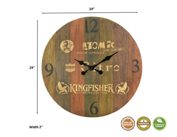 Homeroots 24" Elegant Brown Solid Wood Silent Analog Wall Clock - Timeless Design For Any Room Decor   554635
