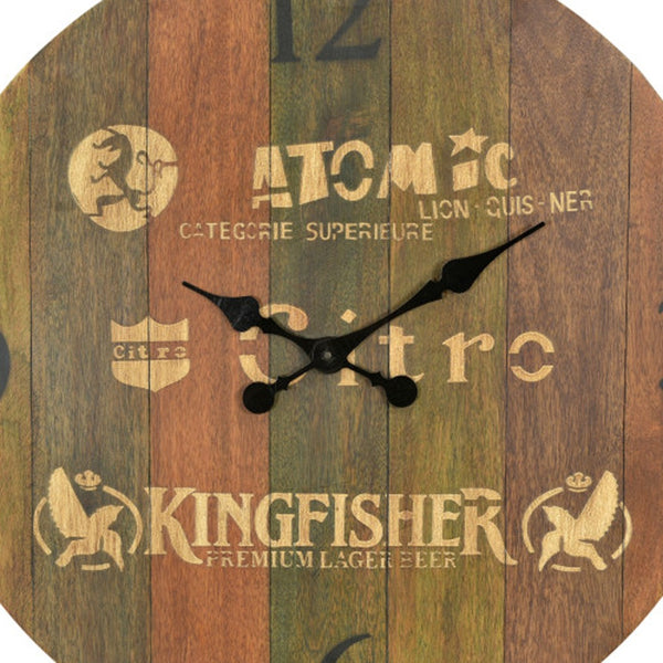 Homeroots 24" Elegant Brown Solid Wood Silent Analog Wall Clock - Timeless Design For Any Room Decor   554635