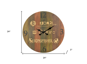 Homeroots 24" Elegant Brown Solid Wood Silent Analog Wall Clock - Timeless Design For Any Room Decor   554635