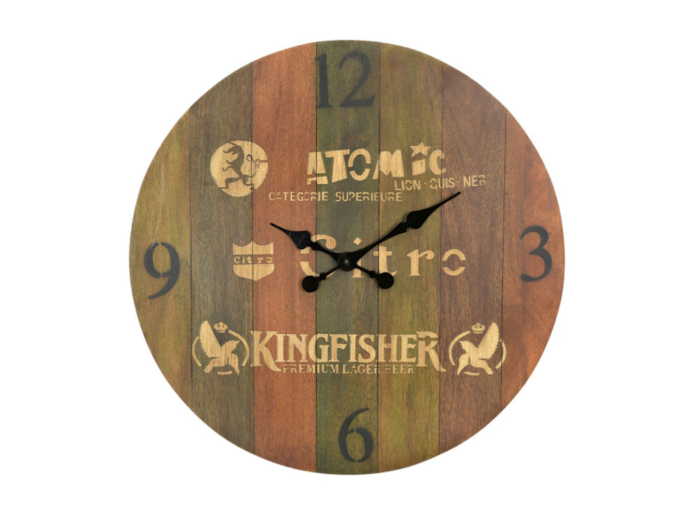 HomeRoots 24" Elegant Solid Wood Silent Analog Wall Clock - Rustic Charm for Modern Farmhouse Aesthetic 554635