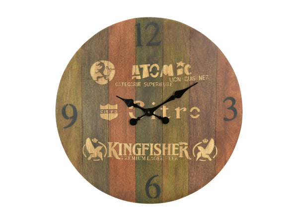 HomeRoots 24" Elegant Solid Wood Silent Analog Wall Clock - Rustic Charm for Modern Farmhouse Aesthetic 554635