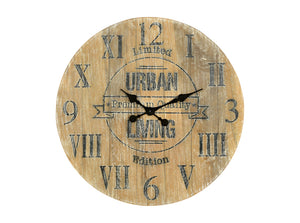 HomeRoots 24" Handcrafted Rustic Solid Wood Wall Clock with Silent Movement - Vintage Charm for Any Room 554636