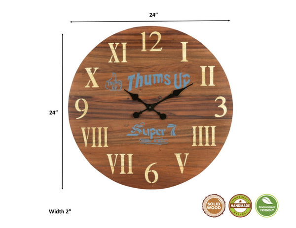 Homeroots 24" Elegant Brown Solid Wood Silent Analog Wall Clock - Timeless Design For Any Room Decor   554637