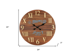 Homeroots 24" Elegant Brown Solid Wood Silent Analog Wall Clock - Timeless Design For Any Room Decor   554637