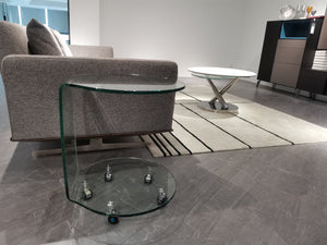 HomeRoots 24" Clear Glass Round End Table with Caster Wheels – Modern Two-Tier Design for Stylish Storage & Mobility 554638