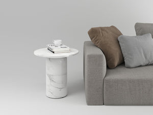 Homeroots 16" White Marble And Wood Round Pedestal End Table - Elegant Accent For Living Room Or Bedroom Decor   554639