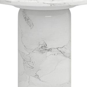 Homeroots 16" White Marble And Wood Round Pedestal End Table - Elegant Accent For Living Room Or Bedroom Decor   554639