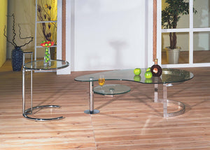 HomeRoots 25" Adjustable Silver & Glass Round End Table – Modern Multi-Functional Nightstand for Any Room 554640