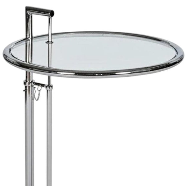 HomeRoots 25" Adjustable Silver & Glass Round End Table – Modern Multi-Functional Nightstand for Any Room 554640