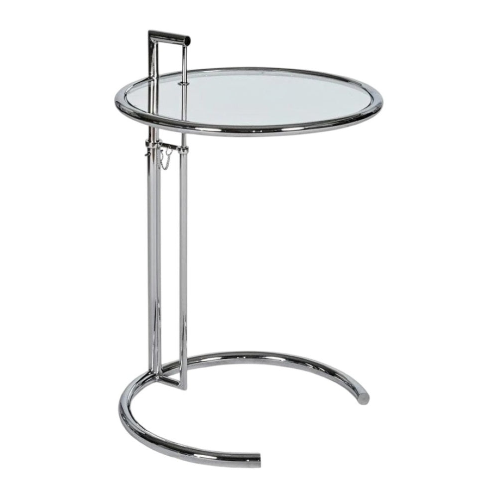 HomeRoots 25" Adjustable Silver & Glass Round End Table – Modern Multi-Functional Nightstand for Any Room 554640