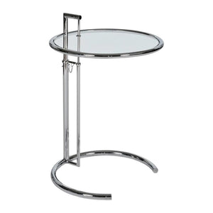 HomeRoots 25" Adjustable Silver & Glass Round End Table – Modern Multi-Functional Nightstand for Any Room 554640