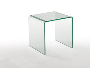 HomeRoots 21" Clear Glass End Table with Rounded Edges - Modern Minimalist Design for Stylish Living Spaces 554643