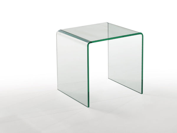 HomeRoots 21" Clear Glass End Table with Rounded Edges - Modern Minimalist Design for Stylish Living Spaces 554643