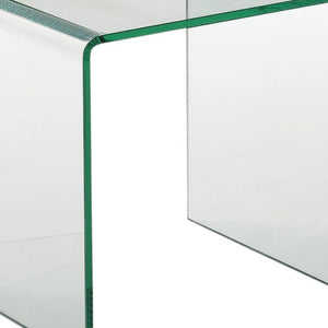 HomeRoots 21" Clear Glass End Table with Rounded Edges - Modern Minimalist Design for Stylish Living Spaces 554643