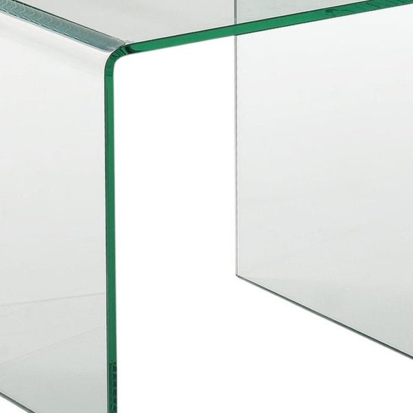 HomeRoots 21" Clear Glass End Table with Rounded Edges - Modern Minimalist Design for Stylish Living Spaces 554643