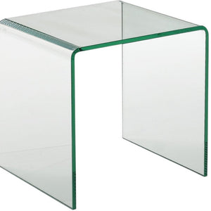 HomeRoots 21" Clear Glass End Table with Rounded Edges - Modern Minimalist Design for Stylish Living Spaces 554643