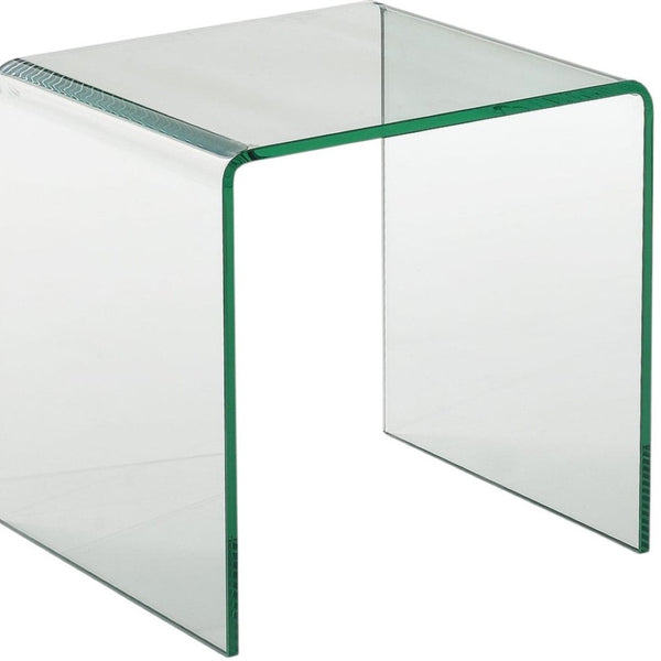 HomeRoots 21" Clear Glass End Table with Rounded Edges - Modern Minimalist Design for Stylish Living Spaces 554643