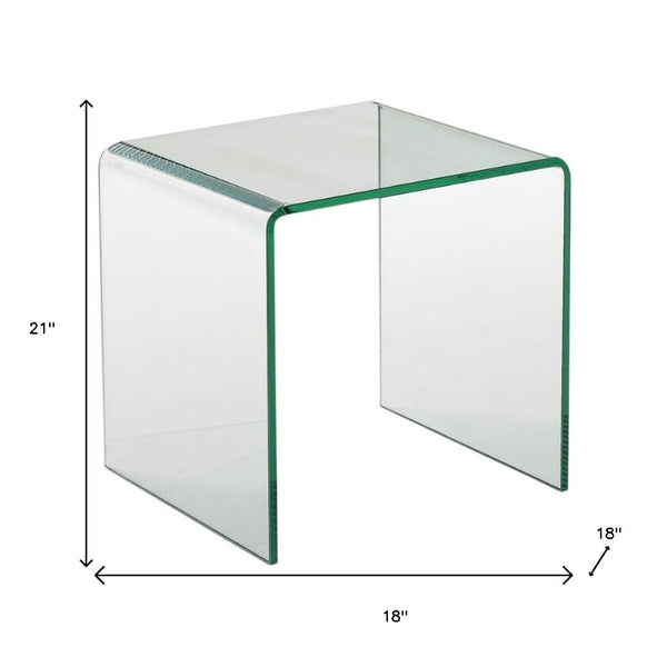 HomeRoots 21" Clear Glass End Table with Rounded Edges - Modern Minimalist Design for Stylish Living Spaces 554643