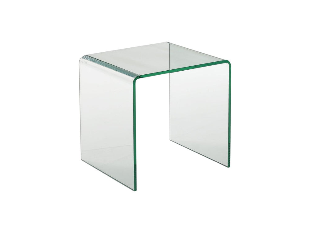 HomeRoots 21" Clear Glass End Table with Rounded Edges - Modern Minimalist Design for Stylish Living Spaces 554643