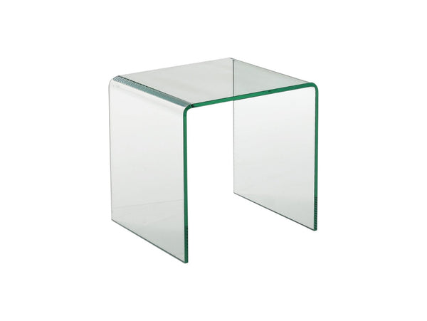 HomeRoots 21" Clear Glass End Table with Rounded Edges - Modern Minimalist Design for Stylish Living Spaces 554643