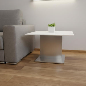 HomeRoots 22" Elegant White Marble Square Pedestal End Table with Sleek Silver Metal Base for Modern Spaces 554645