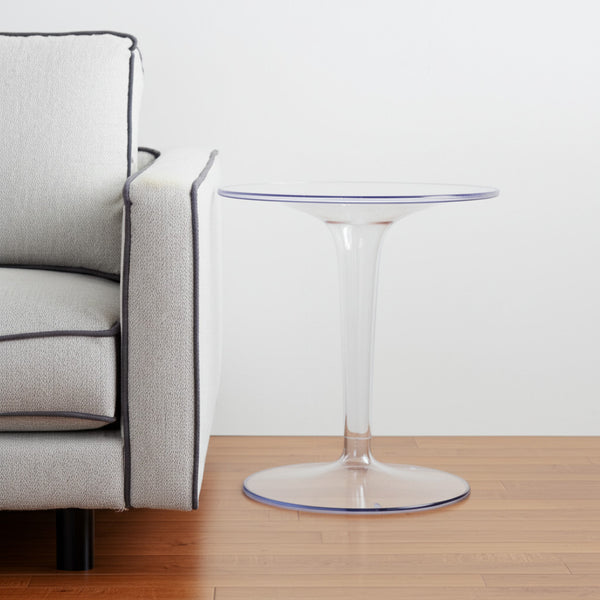 Homeroots 20" Clear Heavy Duty Plastic Pedestal End Table - Stylish Indoor/Outdoor Accent For Any Space   554646