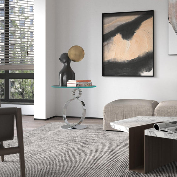 HomeRoots 21" Modern Glass and Silver Metal Pedestal End Table - Stylish Accent for Living Spaces & Offices 554647