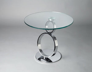 HomeRoots 21" Modern Glass and Silver Metal Pedestal End Table - Stylish Accent for Living Spaces & Offices 554647