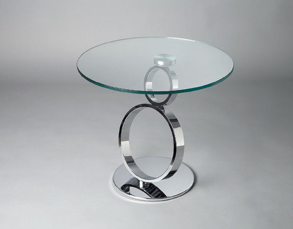 HomeRoots 21" Modern Glass and Silver Metal Pedestal End Table - Stylish Accent for Living Spaces & Offices 554647