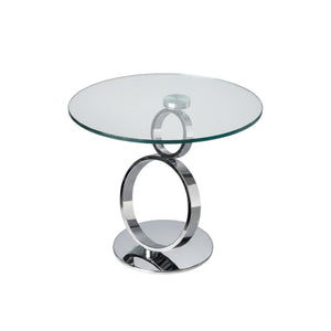 HomeRoots 21" Modern Glass and Silver Metal Pedestal End Table - Stylish Accent for Living Spaces & Offices 554647