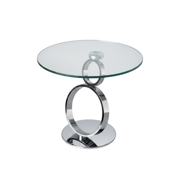 HomeRoots 21" Modern Glass and Silver Metal Pedestal End Table - Stylish Accent for Living Spaces & Offices 554647